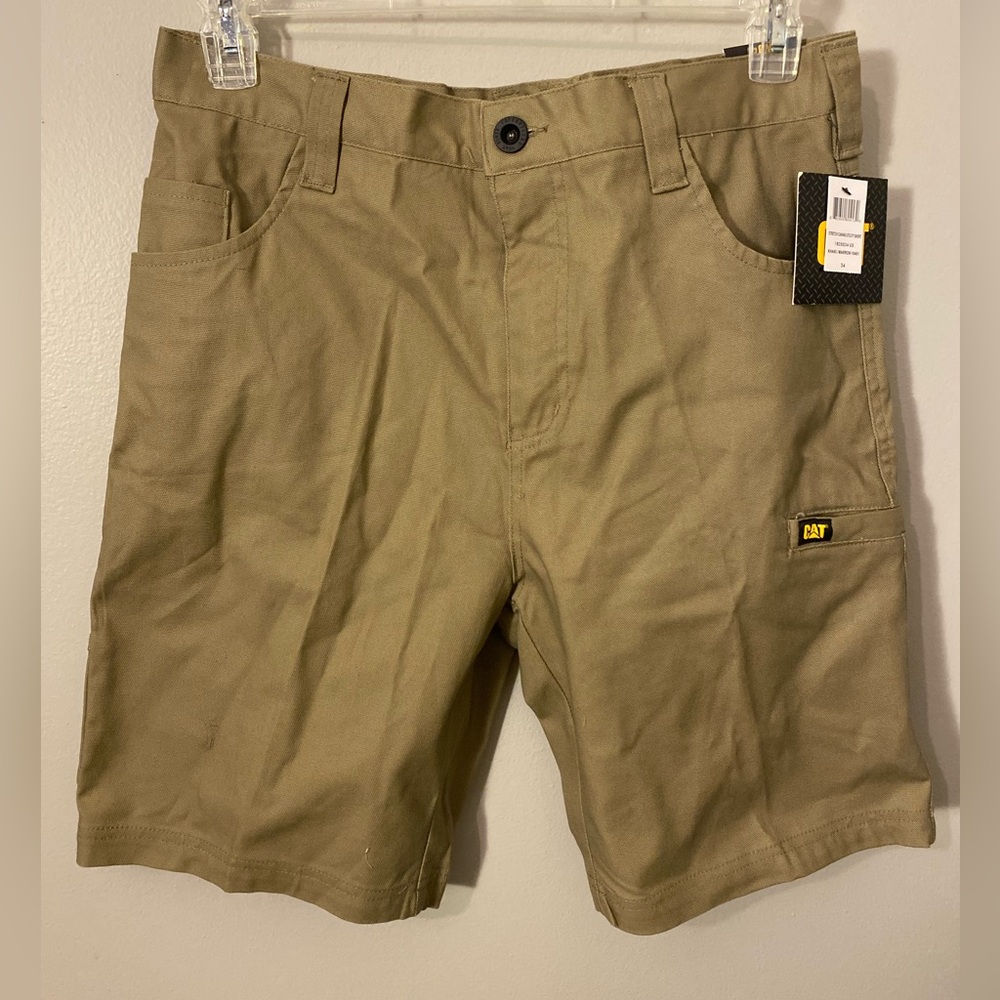 Caterpillar stretch canvas utility shorts khaki 34w New